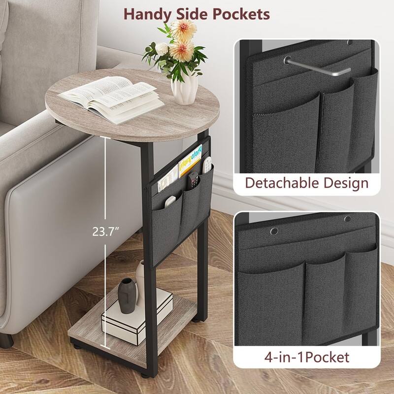 C Shaped End Table - 15.7"D x 12.6"W x 25.6"H