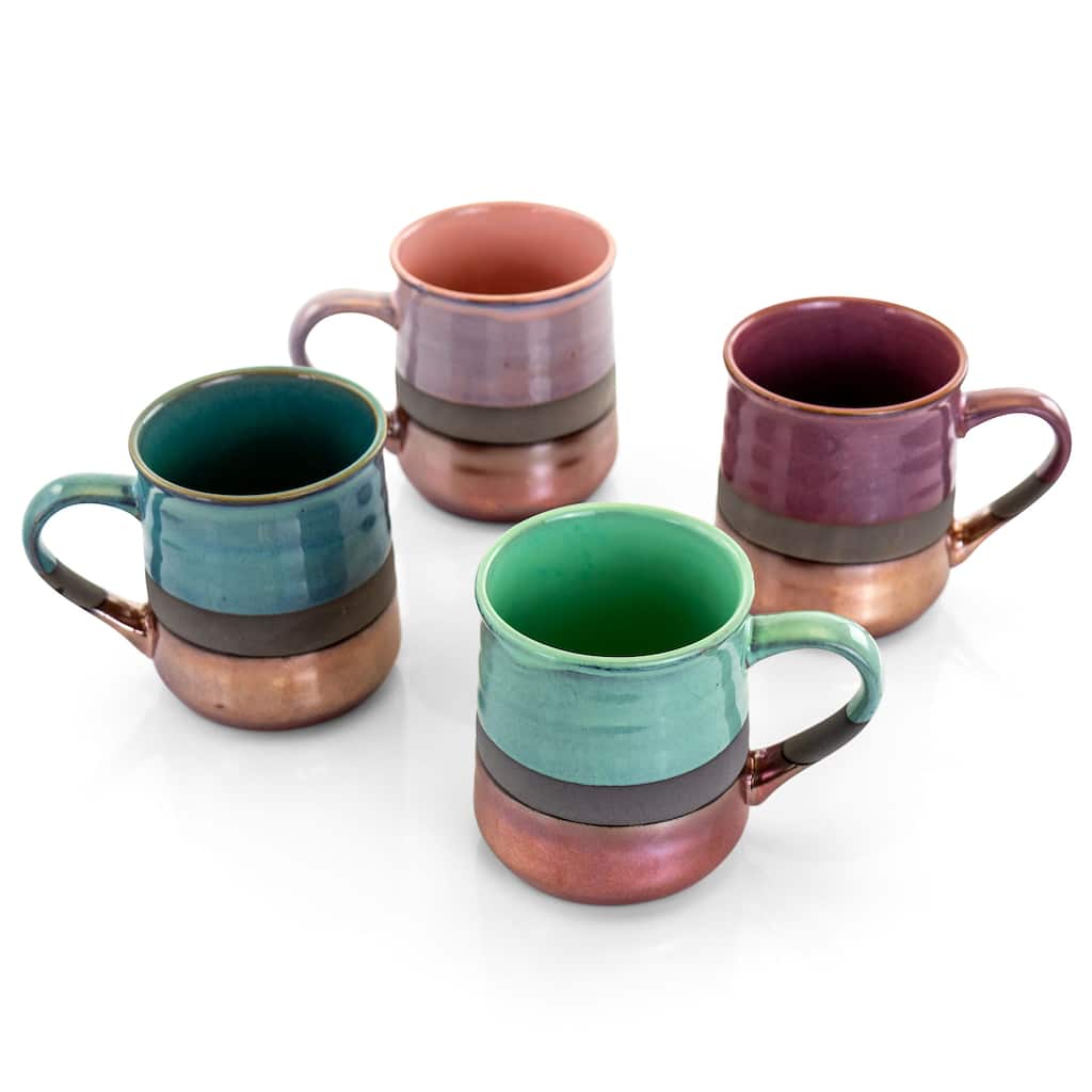 Gibson Home Copper Tonal 4 Piece 18 Ounce Round Stoneware Mug Set