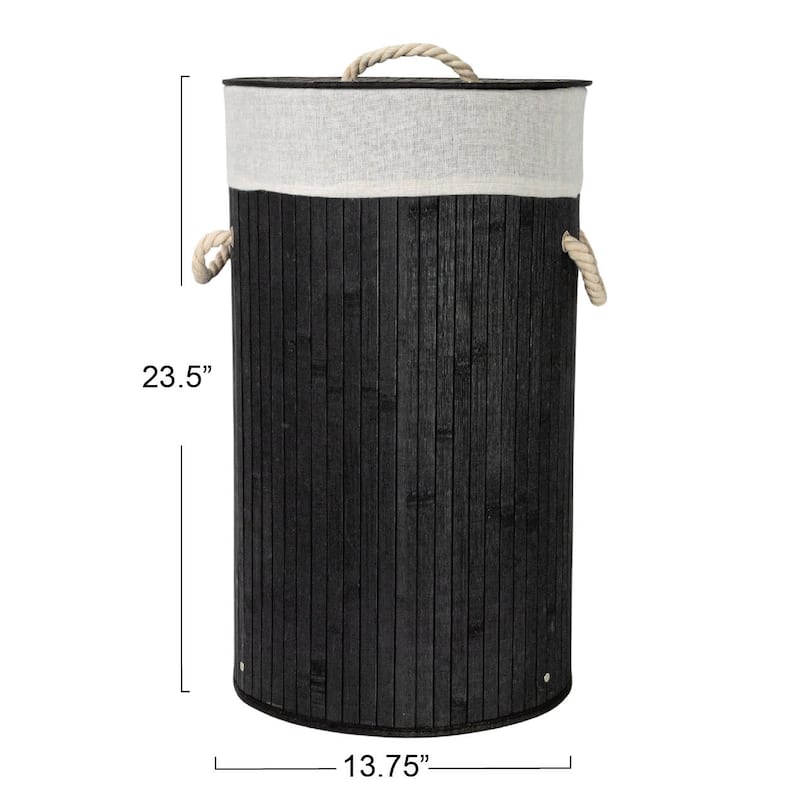 Household Essentials Bamboo Laundry Hamper with Handles and Removable Laundry Bag