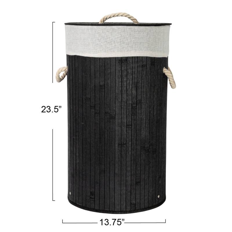 Bamboo Laundry Hamper with Rope Handles and Removable Laundry Bag Bed