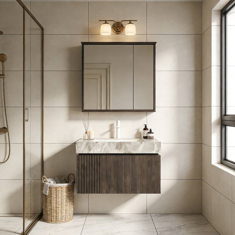 Floating Bathroom Vanity with 1 Pre-drilled Faucet Holes - 30 - Espresso