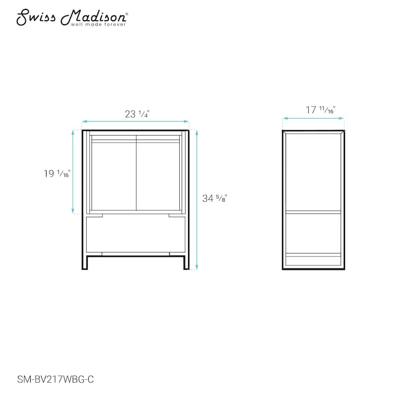 Marseille 24 Bathroom Vanity In White And Brushed Gold Cabinet Only (Sm-Bv217Wbg)