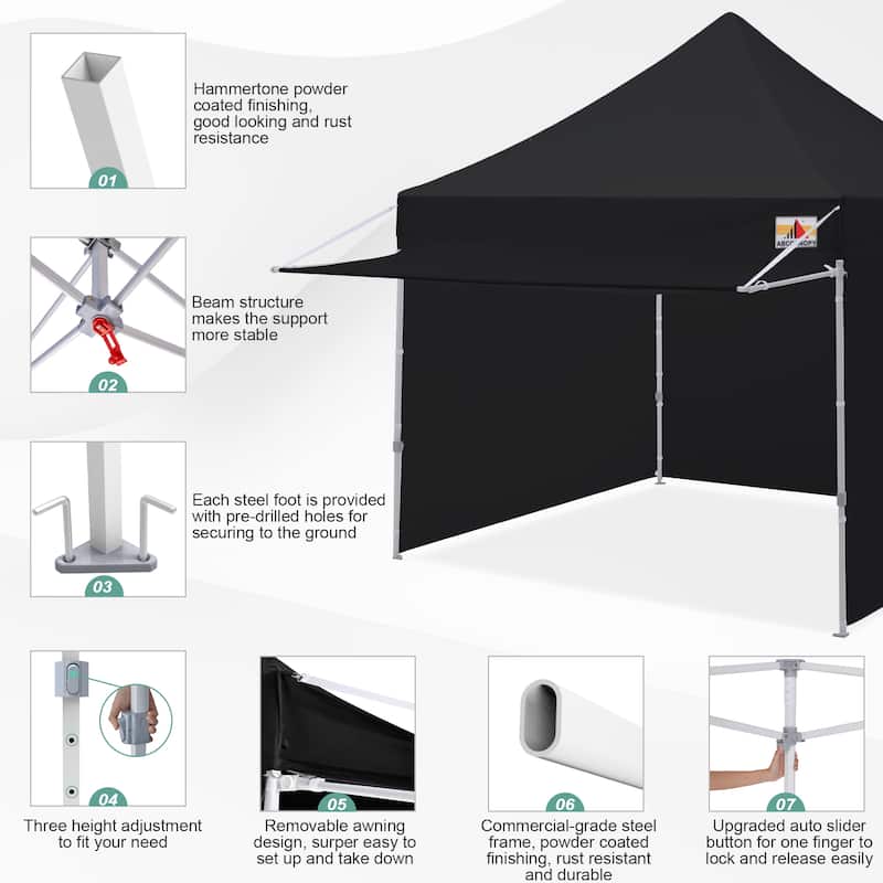 ABCCANOPY Pop up Canopy Tent with Awning and Sidewalls