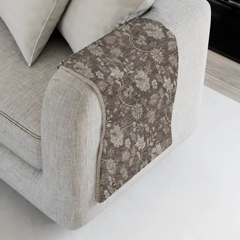 Premium Machine Washable Traditional Floral Sherpa Throw Blanket - Chocolate - 4'2" x 5'10"