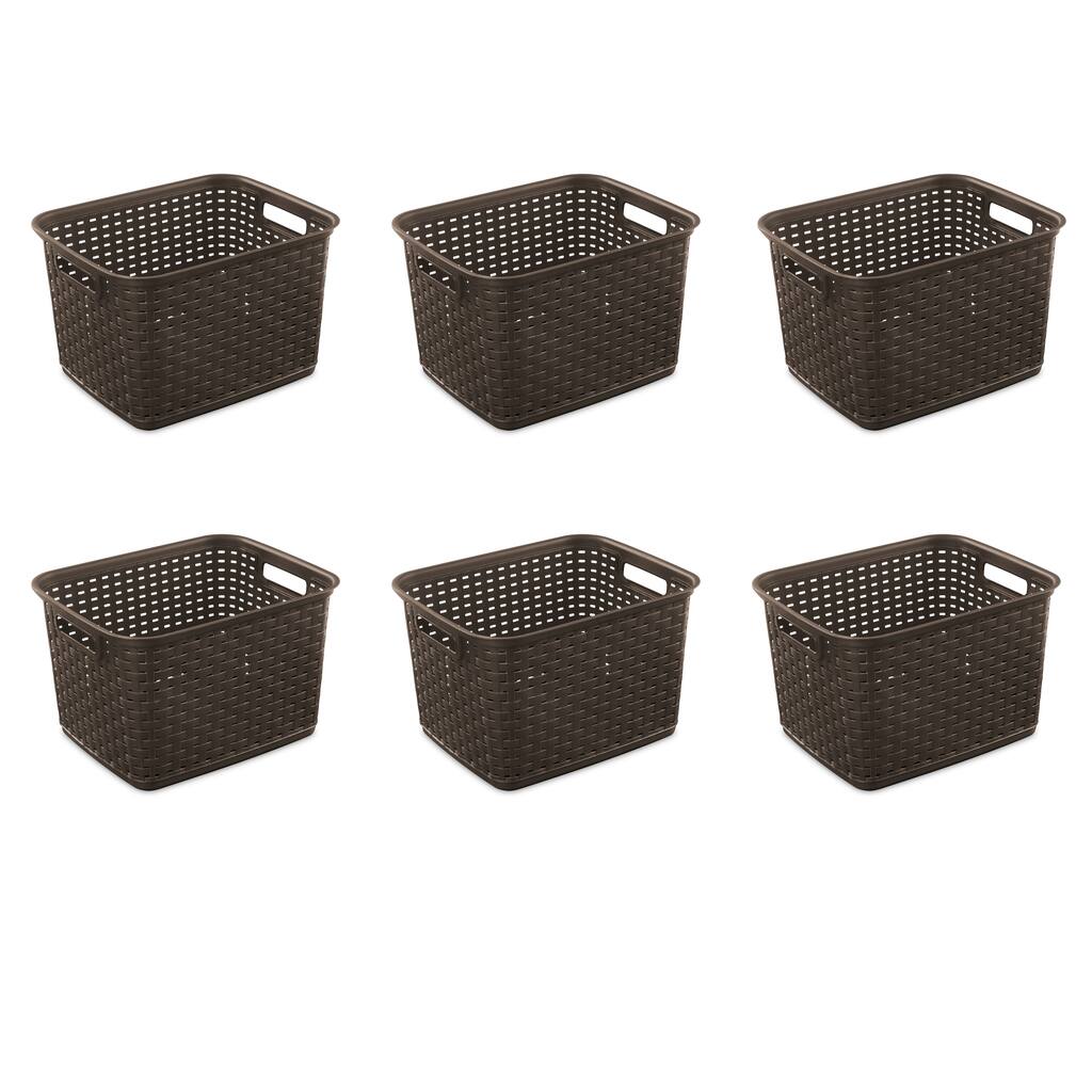 STERILITE Tall Weave Baskets, Espresso - Case of 6