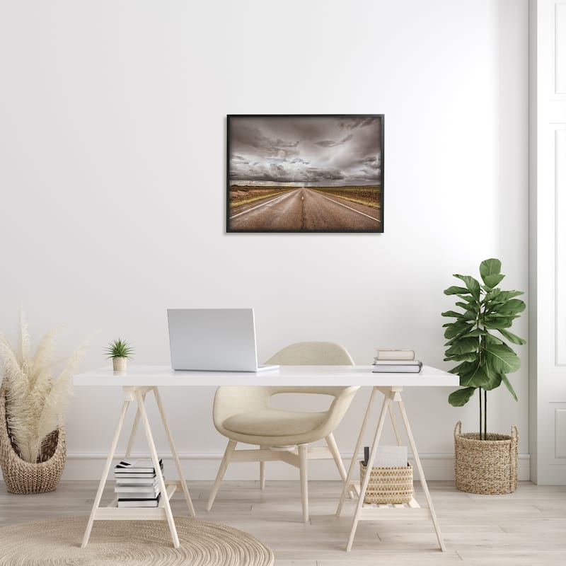 Stupell Open Road under Stormy Sky Western Landscape Framed Wall Art - Multi-Color