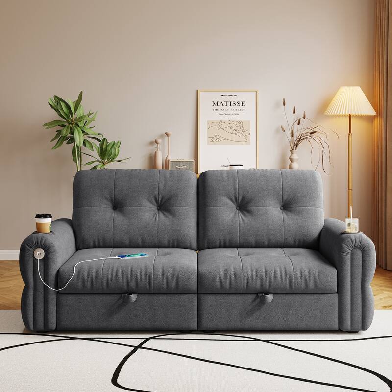 GDFStudio - Chenille Convertible 2-Seater 74" Sofa Bed