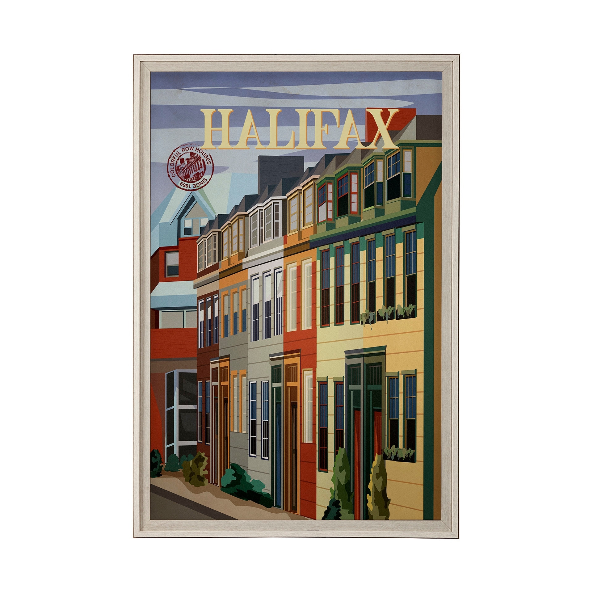 Halifax Go Canada (XL) by Mercana Studio a Hand Embellished Decograph Framed Art Print under Glass