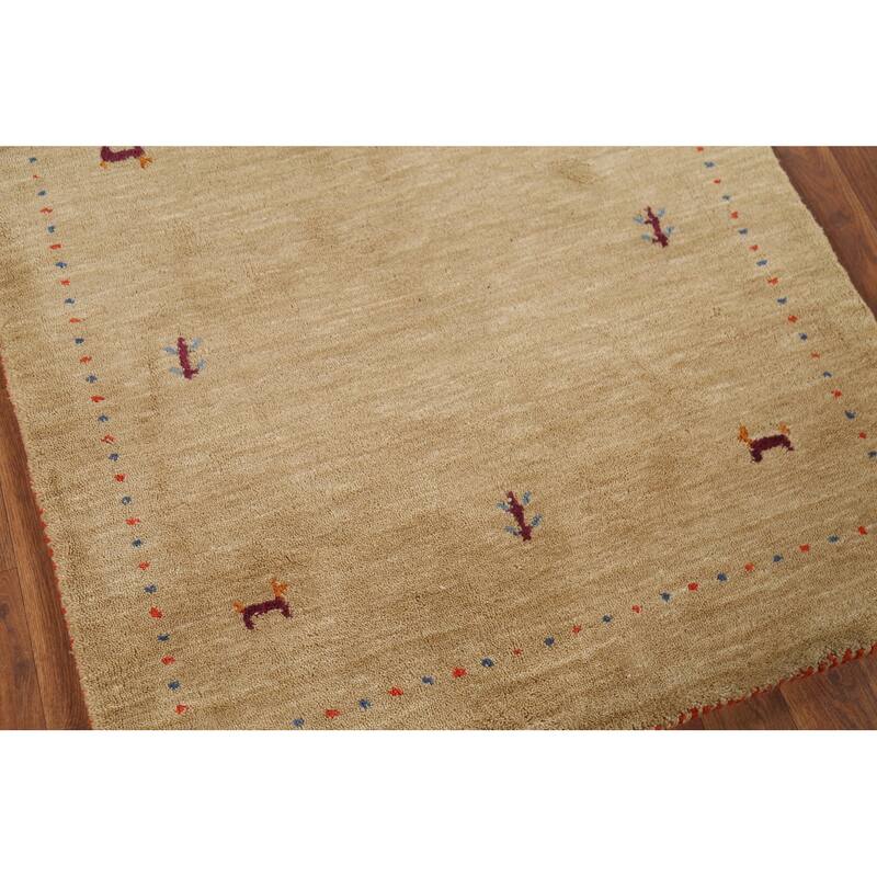 Tribal Gabbeh Indian Accent Rug Handmade Modern Wool Carpet - 2'11"x 5'2"