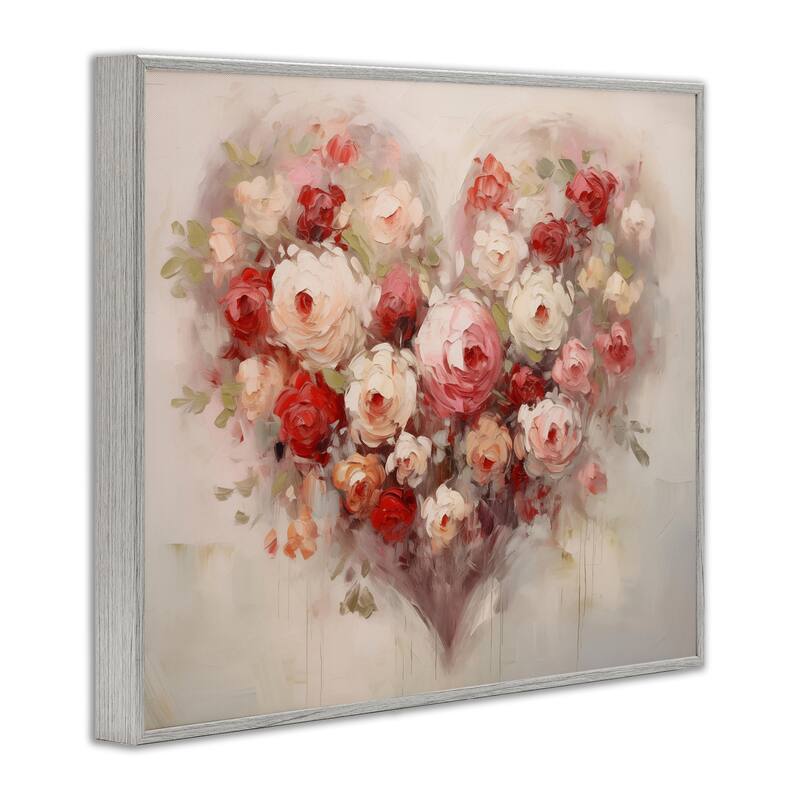 Stupell Valentine Roses Heart Framed Giclee Art Design By Arlington Prints