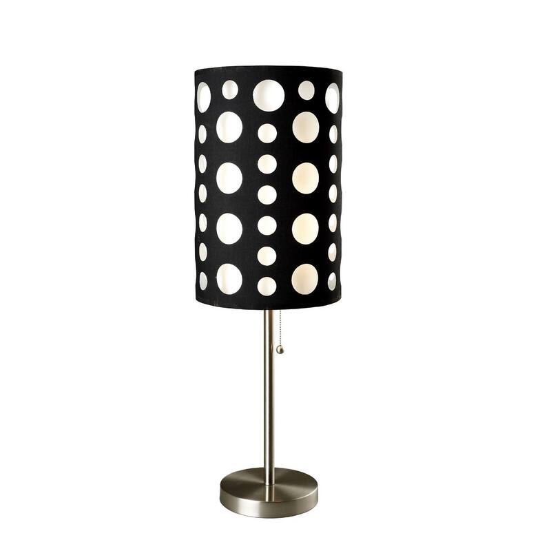 33" Tall Metal Table Lamp, design with Black and White Shade - Multicolor