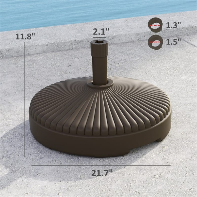 Outdoor Umbrella Base HDPE Patio Parasol Stand Fillable with Water or Sand - 21.7" x 11.8" H