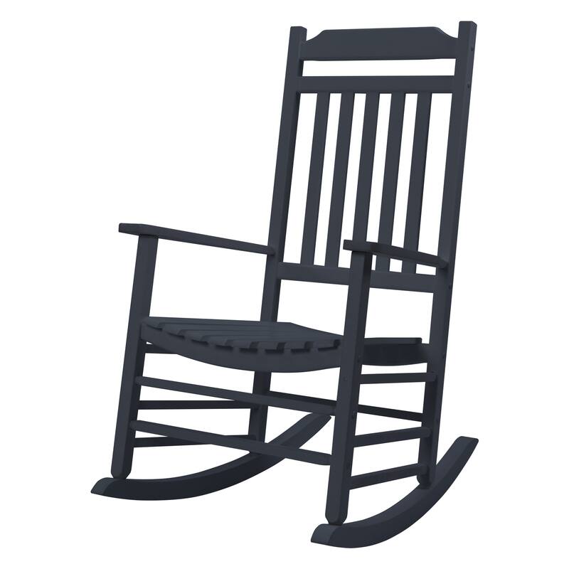 Kozyard High Back Slat Solid Wood Porch Rocking Chair - Grey