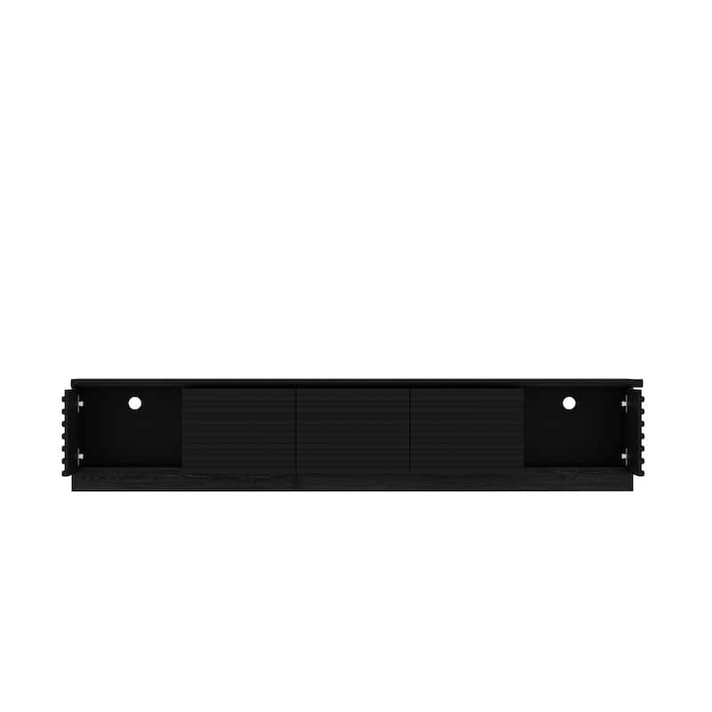 Modern Black TV Stand with Storage Cabinets for Living Room