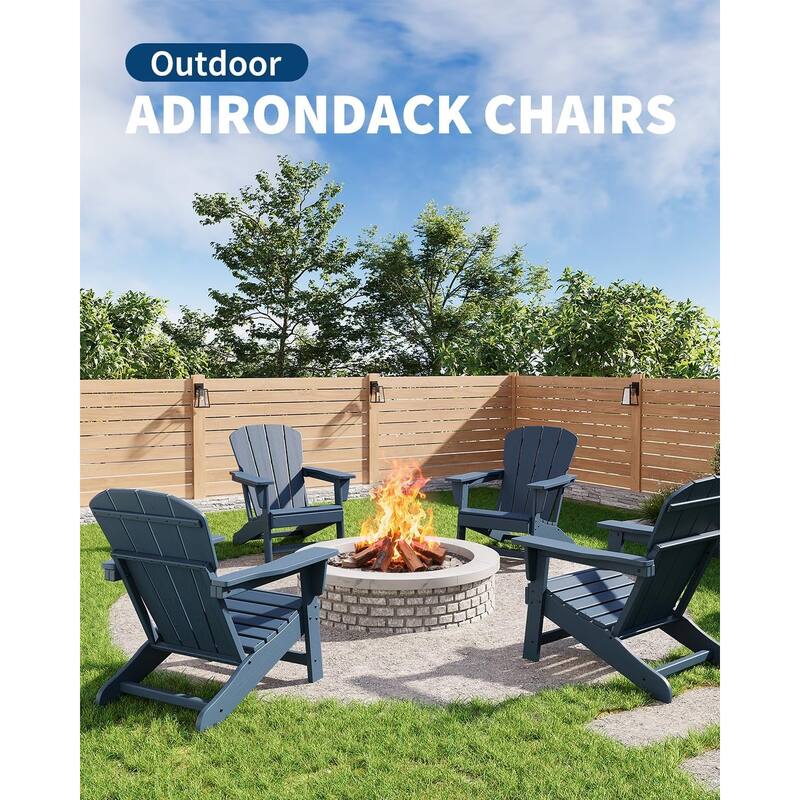 Folding Adirondack Chairs Set Of 1 HDPE Plastic Outdoor Chairs