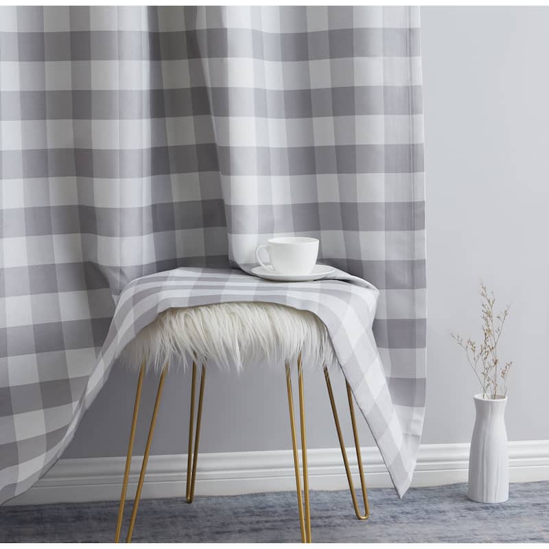 HLC.me Andersen Check Plaid 100% Blackout Thermal Insulated Energy Saving Heat Blocking Grommet Curtain Panels, 2 Panels