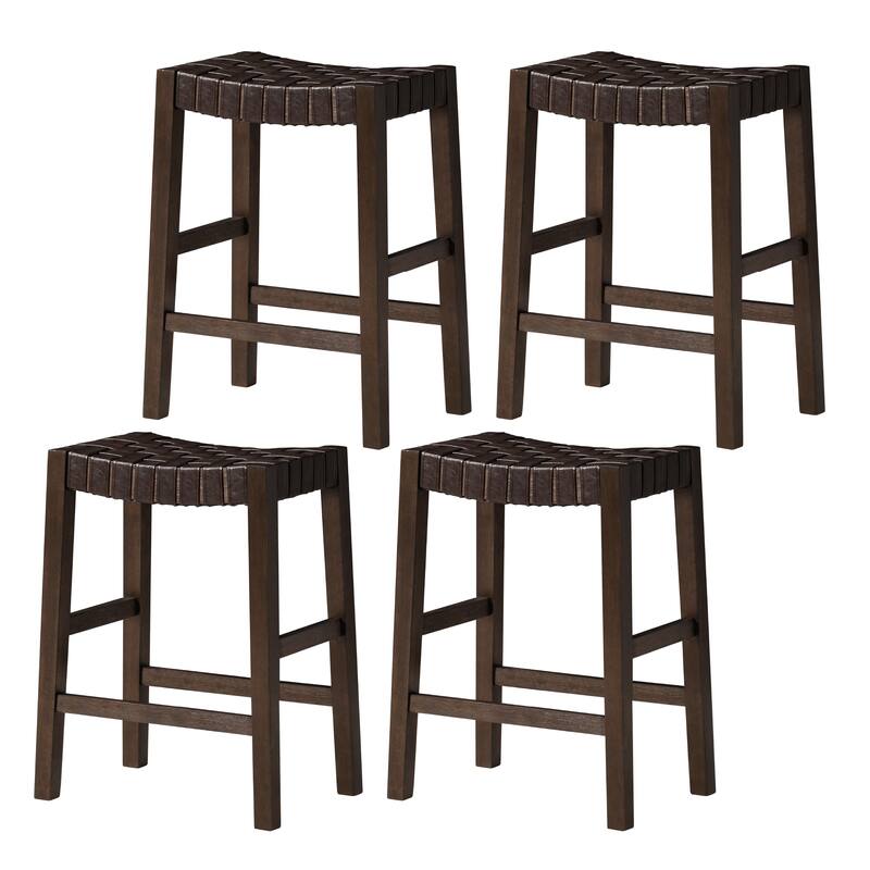 Maven Lane Emerson 26" Counter Height Kitchen Stool - Set of 4 - Weathered Brown