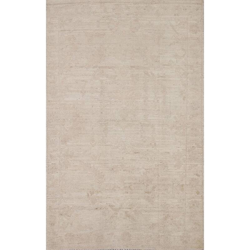 Hand Knotted Oriental 100% Wool Carpet Transitional All-Over Beige & Ivories Oushak Area Rug - 5' 0'' X 3' 2''
