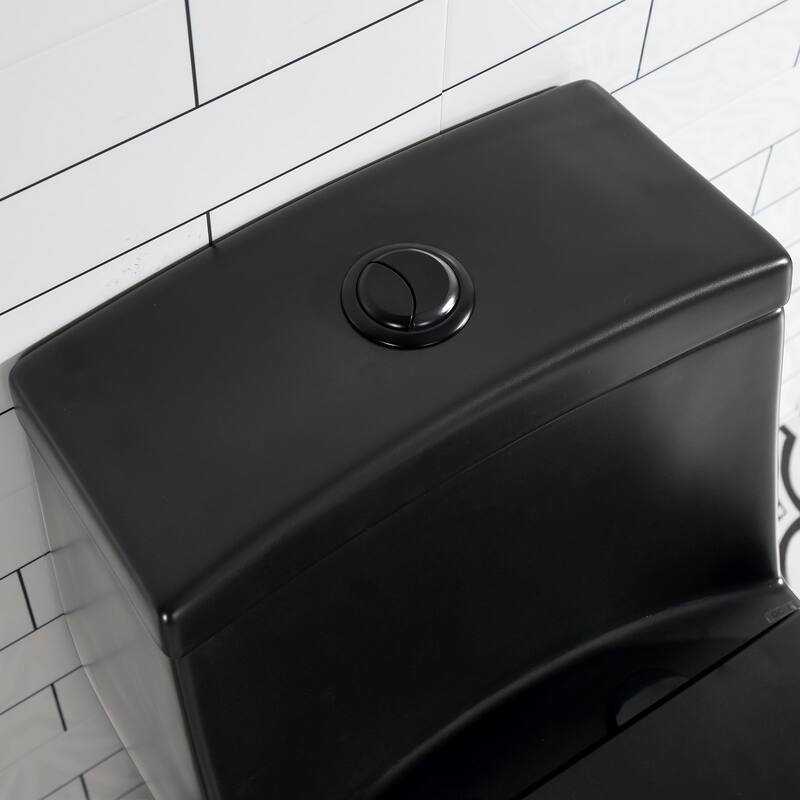 HOROW 1 Piece Dual Flush Elongated Toilet Black 0.8 1.28 GPF Seat Included - N/A