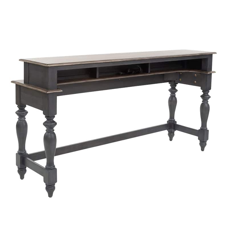 Ocean Isle Slate and Weathered Pine Console Bar Table