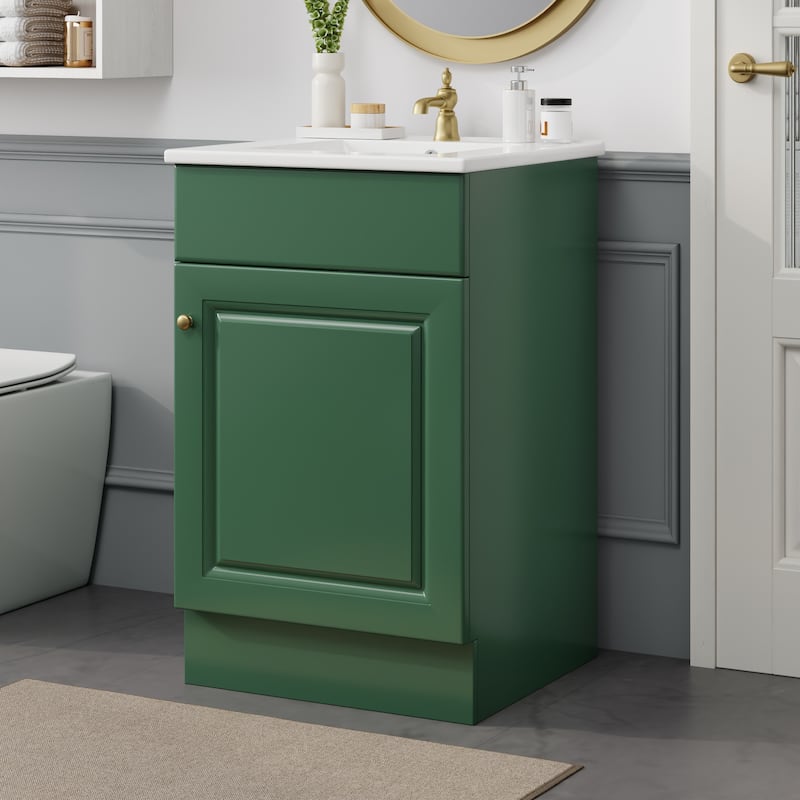 Bathroom Vanity with Sink, Vanity Set with Adjustable Shelf, Bathroom Cabinet with Storage Rack and Soft Closing Door