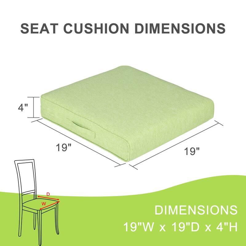 Aoodor Patio Chair Cushions Set of 2, Water Resistant Outdoor Seat Cushions with Handle and Ties, Square Corner Cushions
