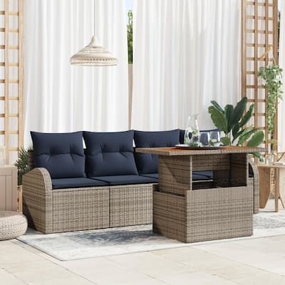 vidaXL 5 Piece Garden Sofa Set with Cushions - 92.1×24.4×27.2