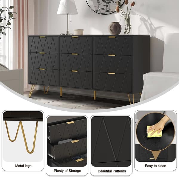 9 Drawer Dresser and Night Stand Sets for Bedroom Set of 2 & 9 Drawer Dresser Combo
