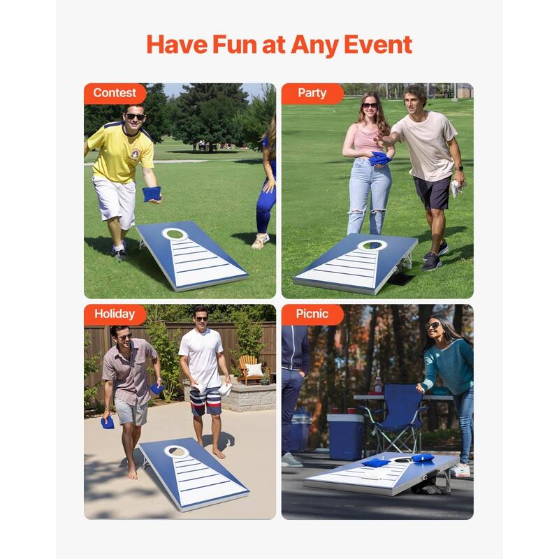 3 x 2 ft Foldable Aluminum Cornhole Game Set with 8 Bean Bags Outdoor Yard Toss Game - 3 x 2 x 0.84 ft.