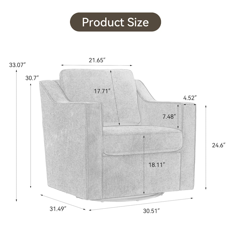 Modern 30.5" W Swivel Armchair Accent chair