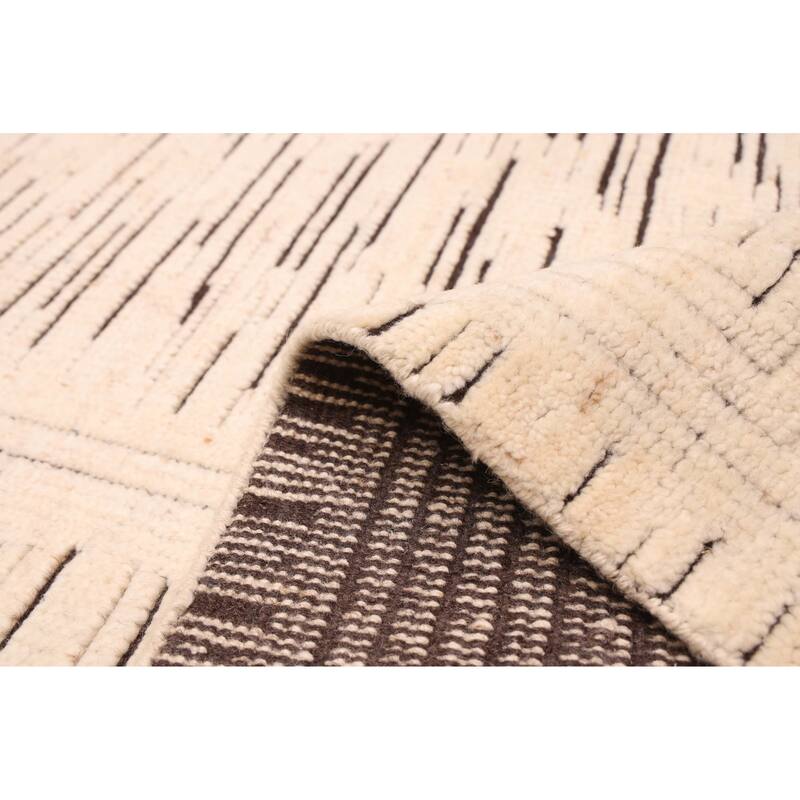 ECARPETGALLERY Hand-knotted Tangier Cream Wool Rug - 5'2 x 8'0