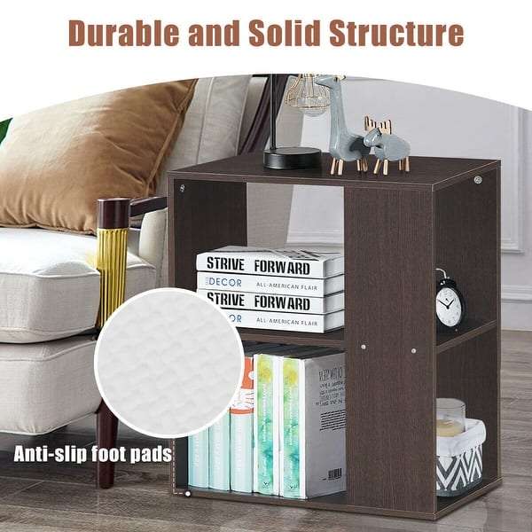 Weathered Grey 3-Tier Corner Side End Table with Open Storage Shelves