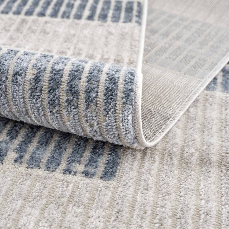 Hauteloom Calum Living Room, Bedroom Area Rug - Farmhouse - High Pile - Pink,Gray - 7'9" x 9'6"