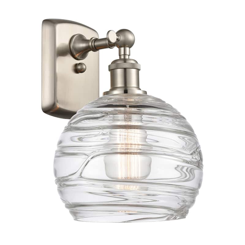 Innovations Lighting Deco Swirl 13" Tall Bathroom Sconce - Brushed Satin Nickel / Clear