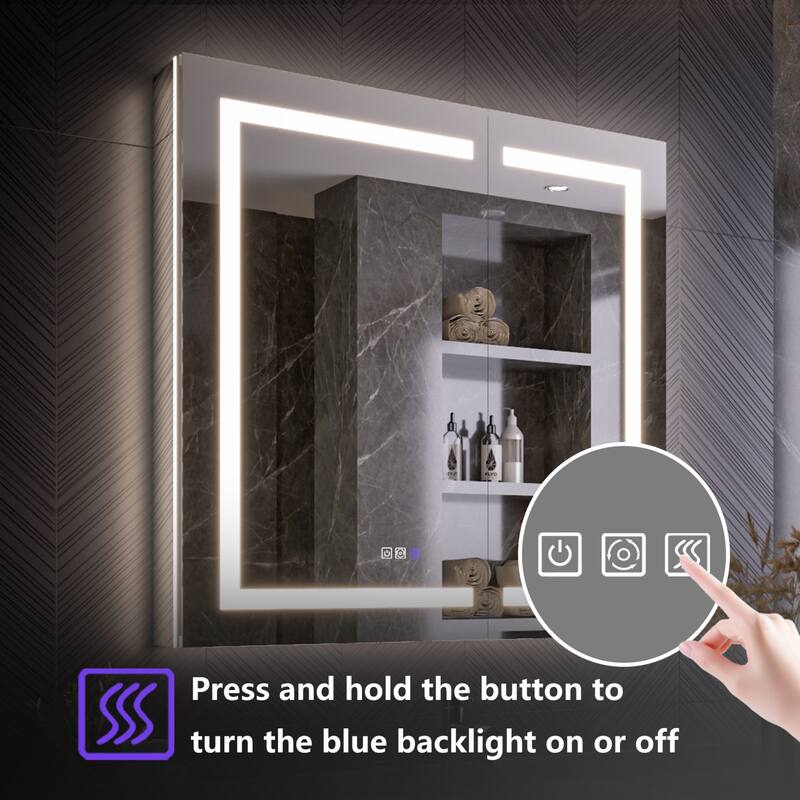 Modland 24"-42W x 36"H LED Medicine Cabinet Mirror with USB Charging,5x Makeup Mirror