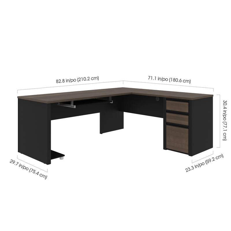 Bestar Connexion 72W L Shaped Desk with Storage Drawers