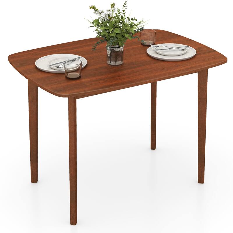 43" Rectangular Walnut Dining Table with Rubber Wood Legs Ideal for Dining or Workspace - 43" x 31" x 30"