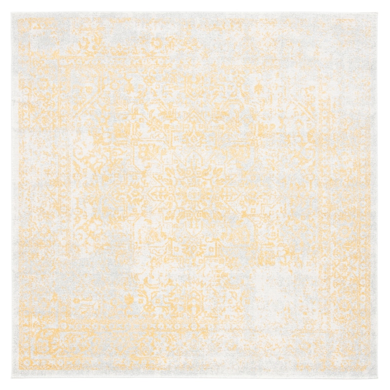 SAFAVIEH Evoke Quinn Vintage Distressed Rug - 6'7" x 6'7" Square - Ivory/Gold