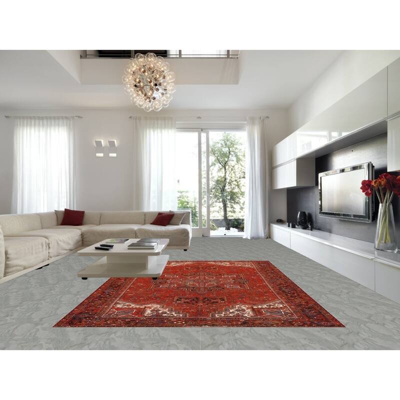 Hand Knotted Oriental 100% Wool Carpet Traditional Medallion Oranges & Rust Heriz Area Rug - 12' 10'' X 9' 2''