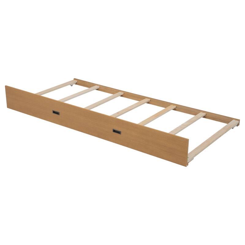 Wood Queen Size Bunk Bed with Ladder and Trundle