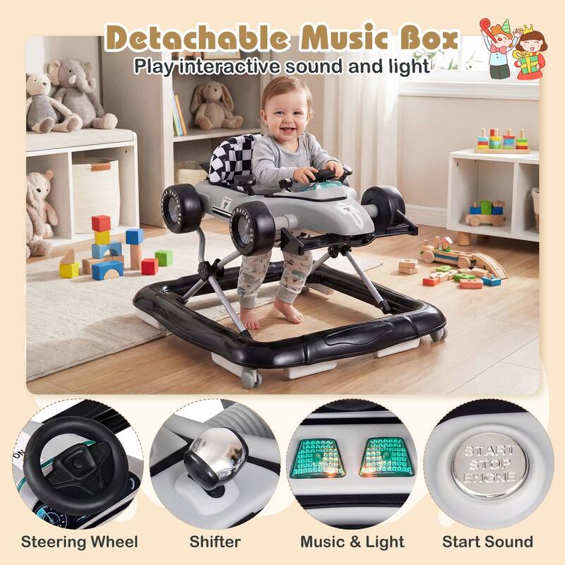 Gymax 4-in-1 Baby Push Walker Activity Center w/3-Level Adjustable