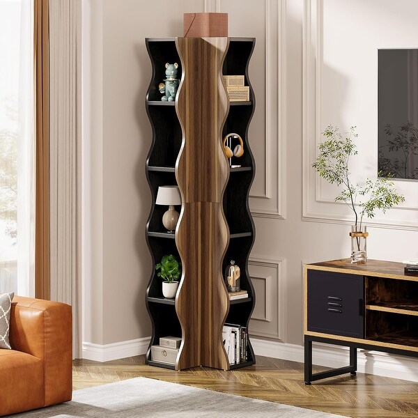 6-Tier Corner Shelf Corner Bookshelf for Living Room - Bed Bath
