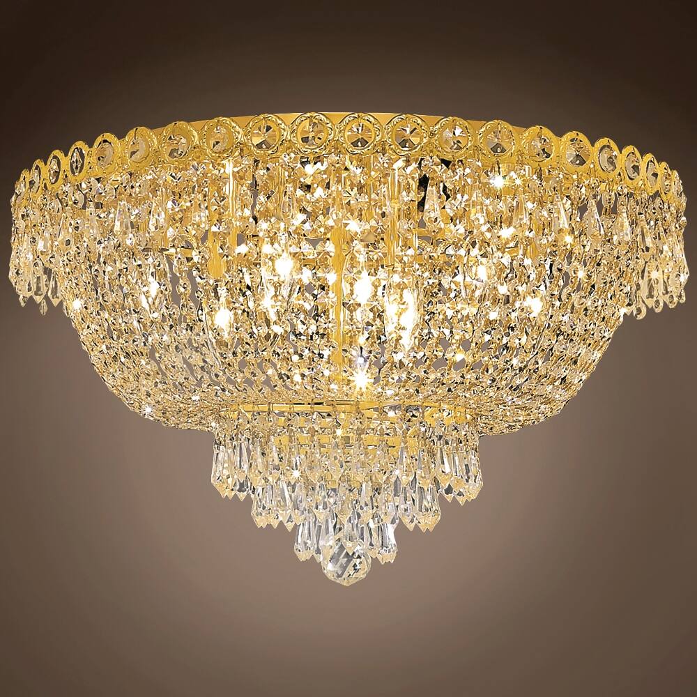 Empire Design 9 Light 20" Gold Flush Mount With Clear European Crystals - 12.00