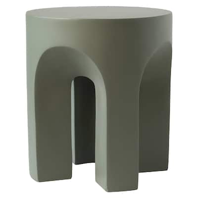 Round Side Table End Table in Fiberstone with Arch Design Base for Indoor and Outdoor