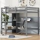 preview thumbnail 2 of 13, Wood Loft Bed w/Slats Support, Full Size Bed Frame with Multifunction Shelves, Full-length Guardrail and Under-bed Desk