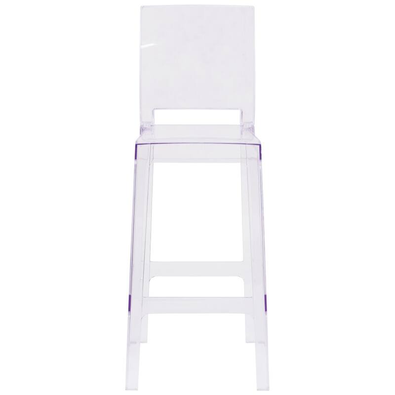 4 Pack Ghost Barstool with Square Back in Transparent Crystal - Wedding Chairs