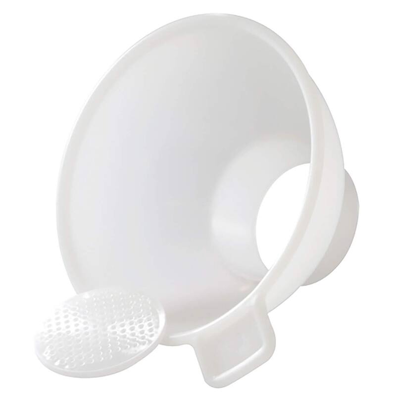 Hutzler Wide-Mouth Canning Funnel with Removable Straining Screen - White