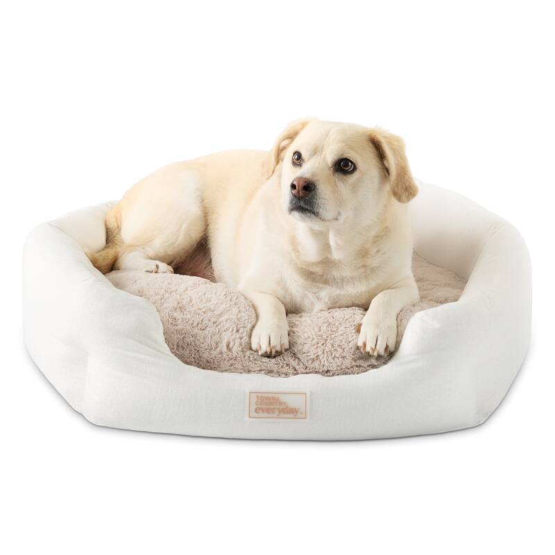 TOWN & COUNTRY EVERYDAY CuddleTown Faux Linen Comfy Cozy Cuddler Pet Bed