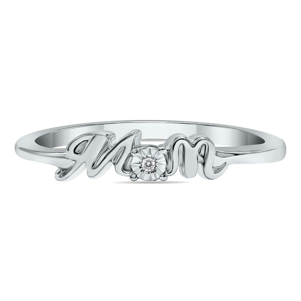 Marquee Genuine Diamond MOM Ring in .925 Sterling Silver(J-K color, I2-I3 clarity)