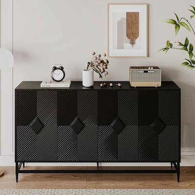 Modern Wooden Accent Storage Cabinet with Metal Legs Buffet/Sideboard